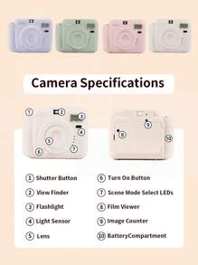 Popoto Instant Camera Gift Set, Captures Colorful Photos In 1 Minute, Compatible With Mini11/12 Film, Ideal Birthday, Holiday, Party, Outdoor, Wedding Gift For Him/Her (Batteries And Film Not Included) - 白色相機套裝 - 查看 11