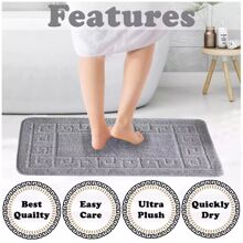 Bath Mat Set 2 Pieces Non Slip Rubber Pedestal And Bath Mat Set Toilet Greek Bathroom Rug New (Silver) Carpet Back To School Fall Decor Entryway Decor Bathroom Kitchen Decor - Silver - View 2