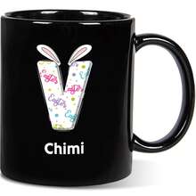 1pc, 11oz Customized Easter Bunny & Floral Text Ceramic Mug, Cute & Sweet, Suitable As Gift For Girlfriend, Valentine's Day, Best Friend, Mom, Family, Pink Or Black Mug, Father's Day, Birthday, Appreciation - All Black - View 26