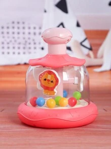 1 pieza Juguete de carrusel de animales de madera con sistema de pulsación y giro para bebés, diseño colorido para atraer al bebé, juguete educativo temprano interesante, adecuado para niños, niñas, Pascua, cumpleaños, regalo de Navidad