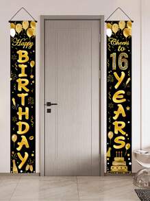 1 Set 16/18/21/30/40/50/60/70/80 Happy Birthday Banner, Hanging Flags, Indoor/Outdoor Birthday Party Decor, Photo Booth Props