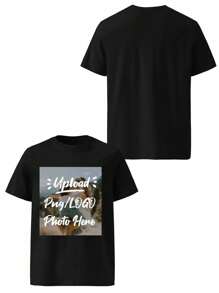 Customized Men's T-Shirt With Personal Design, Upload Your Photo/Group Photo/Lover/Best Friend/Pet/Landscape/Logo/Your Design, Black T-Shirt, Valentine's Day/Birthday/Anniversary Photo Customization, Holiday Gift, Anniversary Gift, Company Team Building Uniform, Music Festival, Gift For Him
