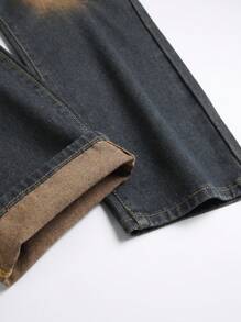 Men's Slim Fit Straight Leg Distressed Jeans, Casual Everyday Fashion, Emo Style