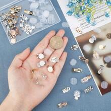 MAGICALCUTDIE 40pcs 4 Colors Stainless Steel Clip-On Earrings Non Pierced Earrings Hypoallergenic Clip Round Earring With Silicone Earring Pad For Jewelry Making