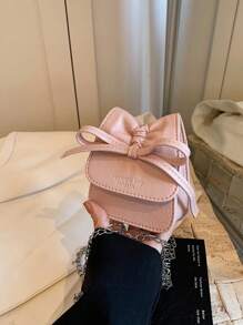 1 件时尚甜美儿童零钱包，带可爱蝴蝶结，时尚高端女童宝宝链条斜挎包，带蝴蝶结褶皱设计，Pu 材质，链条肩带，适合女童外出购物，时尚装饰品 - 鏈條斜背包 - 查看 4