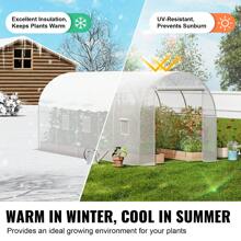 Walk-In Tunnel Greenhouse, 29.5x9.8x6.6 Ft Or 29.2x9.7x6.5 Ft Or 27.4x9.5x7.4 Ft Or 14.6x6.4x6.3 Ft Or 9.6x6.4x6.2 Ft Or 19.4x9.7x6.5 Ft Or 11.3x6.4x6.3 Ft Hoop House With Galvanized Steel Frame, PE Cover, Zipper Door, 12 Windows For Outdoor Use - 14.6x6.4x6.3 ft, White PE Cover, Roll-up Zipper Door and 8 Windows - 查看 4