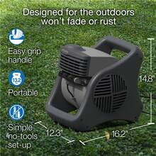 Lasko 15" Pivoting Misto Outdoor Misting Fan With GFCI Cord And 3 Speeds, Black, 7050, New - Black - View 4