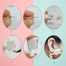 Ear Piercing Kit,Disposable Ear Piercing Gun With Preloaded Ear Stud, At Home Self Ear Piercing Gun Kit - 4MM Earrings Stud - White - View 6