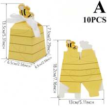 10 件蜜蜂主题派对礼品盒卡通蜂窝设计纸质糖果巧克力礼品包装适用于婚礼生日乔迁庆典礼品盒适合作为派对用品