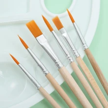 1 Palette & 6 Paintbrushes Set, Suitable For Canvas, Wood, Rock And Wall - Permanent, Multi-Surface Craft, Ideal For Beginners, Adults And Artists