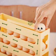 Automatic Roll-Out Egg Storage Device Household Refrigerator Storage Box Egg Box Can Hold 30 Eggs High Quality Egg Rack Kitchen - Camel - View 3