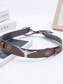 1 件经典复古牛仔帽，配有可拆卸棕色皮革带装饰，适合户外穿着 - 公牛棕皮禮帽 - 查看 9