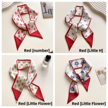 1 件韩式丝巾发夹，复古优雅蝴蝶结发饰，配长丝带夏季、假日