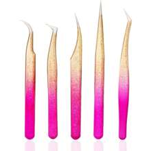 Professional Eyelash Tweezer Set, Stainless Steel Eyelash Extension Tweezers Suitable For Voluminous, Isolation And Classic Eyelashes