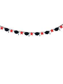 We Are So Proud Of You Banner, Red And Black Class Of 2025 Banner Bunting, Graduation Caps Garland For Graduation Party Decorations 2025