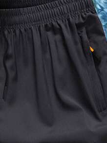 3pcs Women Solid Color Casual Sports Shorts, With Zipper Pockets & Printed Design, Suitable For Running, Fitness, Daily Wear And Outdoor Activities In Summer - Black - View 11