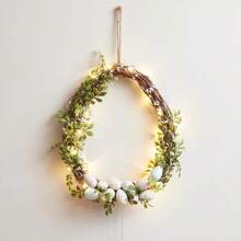 1 Peça Coroa de Páscoa, Coroa de Ovo de Vime Artificial, Decoração de Porta de Primavera para Casa
