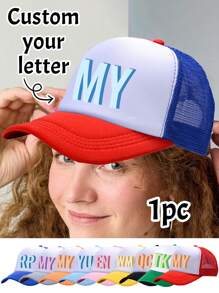 1-30 pièces Casquette de baseball en maille éponge personnalisée avec lettre, casquette de camionneur personnalisée pour homme, casquette de camionneur personnalisable pour femme, taille réglable : 54-60 cm, 10 couleurs : rouge, bleu lagon, gris, jaune, bleu, orange, rose, noir, vert, bleu, casquette de soleil d'été personnalisable réglable unisexe, casquette Bass Pro Shop