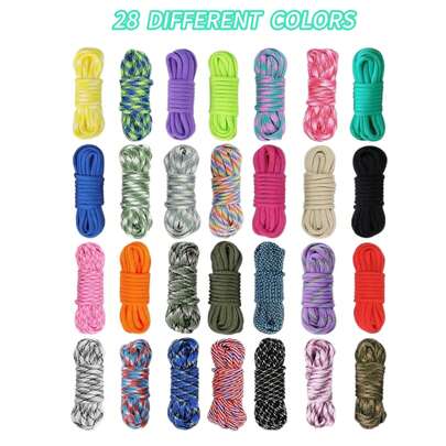 28 件多功能彩色 DIY 伞绳、手工编织绳、手链编织、工艺编织