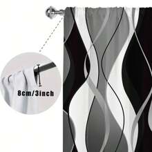 2 piezas Cortinas de diseño de línea de arte abstracto moderno - Diseño de bolsillo para barra, equilibra la privacidad, fácil instalación, adecuado para dormitorio, sala de estar, baño y otras decoraciones diarias, lavable a máquina, impresión digital, 100% poliéster, 90 g/m² - Multicolor - Ver 6