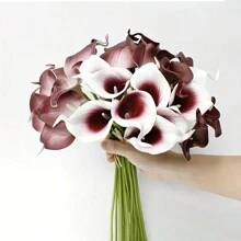 4/10/20 Piezas Flores Artificiales de Cala Lili, Flores de Cala Lili Realistas de Textura Simulada para Decoración del Hogar, Jardín, Oficina, Fiesta, Boda, Ramo, Centro de Mesa, Pascua - Multicolor - Ver 91