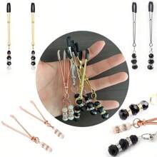 A Pair Of Manyjoy Elegant Beaded Mammary Labia Clips, BDSM Binding Clitoris Clips, Metal Nipple Clips With Pendants, No Power, No Battery, Sensual Intimate Toy Accessories, Sex Toys,Boob Toys