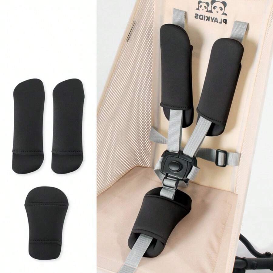 3-Piece Stroller Shoulder Pad, Child Car Seat Belt Pad, Stroller Crotch Strap Protector Set, Baby Carriage Accessories - Multicolor - View 1