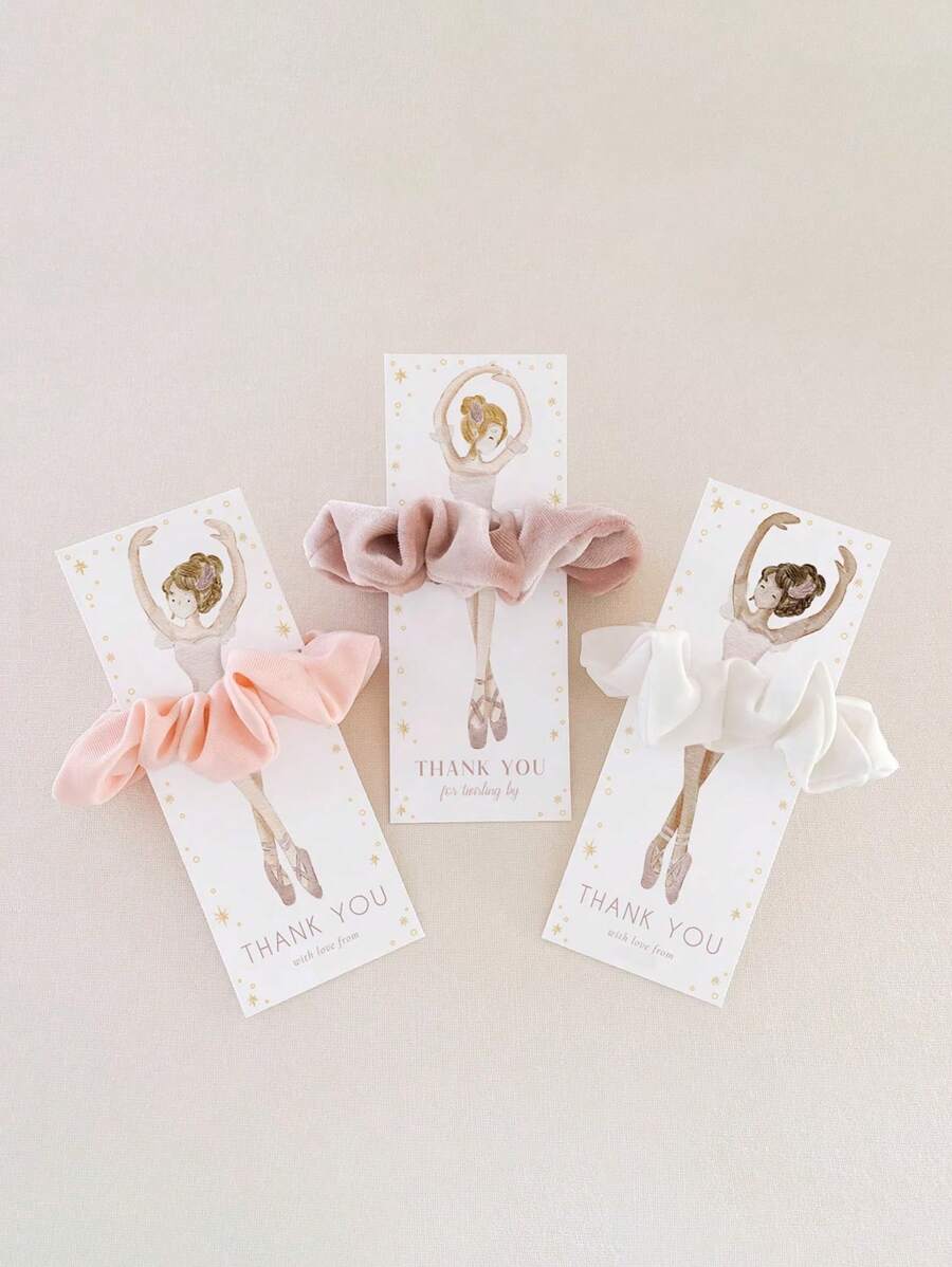 6 件芭蕾舞女演员发圈标签卡、芭蕾舞者派对礼物、生日发圈卡、芭蕾舞短裙可爱发圈标签（不含发圈）