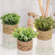 Green Artificial Plants Eucalyptus Grass Woven Small Potted Plants Grass Mound 11cm PE Material Home Decoration