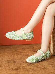 女童绿色平底鞋，幼儿珍珠正装鞋 - 綠色 - 查看 3