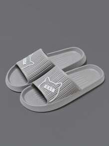 1 paire de sandales plates décontractées, à bout ouvert, avec un design mignon de chaton. Sandales confortables, antidérapantes pour la salle de bain, légères en EVA, pour un usage intérieur/extérieur unisexe