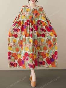 Tops Boho Style Plus Size Casual Holiday Beach Dress, Polka Dot Dress, Summer Fake Japanese Yen Collar Shoulder Sleeved Loose Skirt Short Sleeved Dress,
