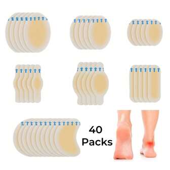 40 包凝胶泡罩，8 种不同尺寸，防摩擦，脚跟保护，缓解疼痛和足部护理，防水，袋子，收纳袋，储存袋