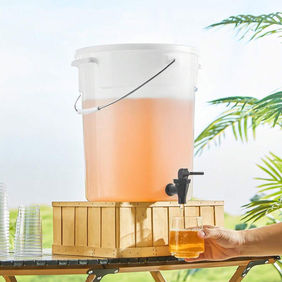 Large Capacity Glass Or Plastic Beverage Dispenser 1 Gal To 5 Gal With Stainless Steel Spigot Or Spring-Loaded Faucet For Juice Tea Cocktails Durable Material Easy Cleaning Elegant Wooden Stand Or Slim Base - Máy rót nước 5 gallon, 2 gói - Xem 1