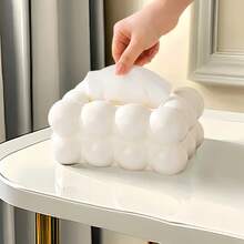 Premium Cloud-Shaped Plastic Tissue Holder, Cotton Candy Design Napkin Dispenser For Living Room, Solid Color Creative Paper Tissue Box For Home Use - Multicolor - View 5