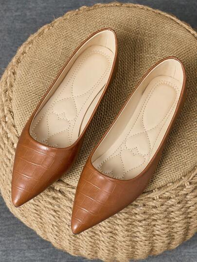 Women's Solid Color Round Toe Flats, Versatile Casual Loafers For Vacation, Travel, Autumn In Black, Red, Pink, Yellow, Gray, Burgundy, Olive Green, Navy, Brown Shades