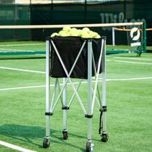 Foldable Tennis Ball Hopper, Holds 150 Or 180 Tennis Balls, Lightweight Aluminum Alloy Tennis Ball Basket Cart With Wheels, Removable Bag, Carry Bag, Portable Sports Teaching Cart For Tennis Player - Chứa được 180 quả bóng tennis - Xem 9