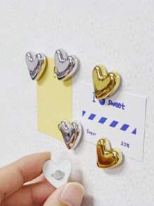 Set de 2/4/6 piezas de imanes dorados con forma de corazón para refrigerador, imanes plateados con forma de corazón, imanes decorativos lindos, imanes personalizados para pizarra blanca de cocina u oficina, gabinete de almacenamiento y refrigerador, decoración de cocina, decoración del hogar, regalo para el Día de la Madre - Multicolor - Ver 4