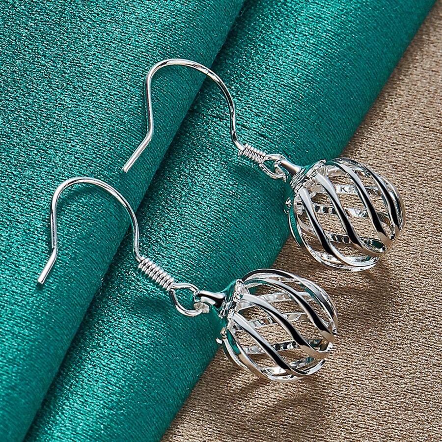 Hot 925 Silver Plated Earrings Fashion Jewelry Elegant Woman Charm Twist Wavy Round Drop Earrings Trendsetter Christmas Gifts - Silver - View 1