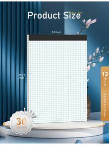 Graph Paper Pad 8.5 X 11, 12 Pack Graph Paper Notebook, 4x4 Graph Ruled, Grid Paper Pad 8-1/2" X 11", Blueprint Quadrille Pads, Grid Paper Notebook 8.5 X 11, White 70 GSM Graft Paper, 30 Sheets/Pad - 8,5 x 11,75 inch Trắng-Hình vuông-Gói 12 (30 tờ) - Xem 9