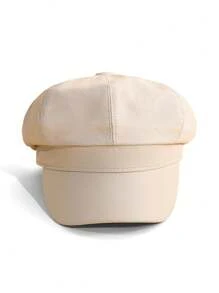 1pc Unisex Fashionable PU Beret Hat, Suitable For Small Head Size, Retro Casual Versatile Sun Hat, Ideal For Spring/Summer Outdoor And Street Style, Can Be Given As Gift