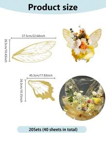 10pcs (20 Sheets)/20 Sets (40 Sheets) Butterfly Wrapping Paper, New Butterfly And Bird Wing Floral Bouquet Wrapping Paper, Matte Waterproof Semi-Transparent Butterfly Wing Shaped Bouquet Wrapping Paper, Flower Wrapping Paper, Wing Shaped Bouquet Handmade Gift Wrapping Paper, DIY Flower Shop Packaging Bags Creative Floral Packaging, 36pcs 3D Colorful PVC Butterflies For DIY Decor, Wedding, Birthday, Party, Back To School, Graduation, Couple Surprise, Valentine's Day Gift, Mother's Day Gift, Anniversary Bouquet