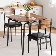 Dining Table Set For 2, Kitchen Table With Upholstered Chairs Dinning Table Set For Kitchen & Dining Room, Compact Dining Set For Small Spaces