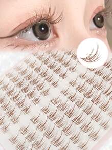 120pcs/Set Caramel Color Sunflower Lashes, DIY Brown Sunflower False Lashes, Transparent Stem Invisible Stem Natural Soft Colored Sunflower Lashes, Reusable Lash Clusters, Eyelash Clusters, Individual Eyelashes, Lashes, Fake Lashes - CC - View 5