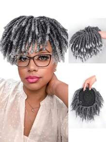 Funkige lockige Zopf Perücke, kurze synthetische Halbperücke mit einfach aufklippbaren Zöpfen, hitzebeständig, ideal für dünnes Haar & Feierlichkeiten, Perücken Accessoires Dreadlocks Haarverlängerungen Musikfestival Toupet Afro Haar für Frauen und Männer Topper Hairpieces