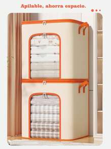 Caja de Almacenaje de Gran Capacidad con Ventana Transparente y Cremallera, Bolsa Resistente al Agua para Edredones, Ropa de Invierno y Organización de Mudanza - Naranja - Ver 9