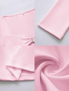 Blusa de mujer Vaiaye de punto con cuello cuadrado, recorte en forma de diamante, cintura ceñida y silueta esbelta - Perfecta para citas navideñas