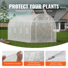 Walk-In Tunnel Greenhouse, 29.5x9.8x6.6 Ft Or 29.2x9.7x6.5 Ft Or 27.4x9.5x7.4 Ft Or 14.6x6.4x6.3 Ft Or 9.6x6.4x6.2 Ft Or 19.4x9.7x6.5 Ft Or 11.3x6.4x6.3 Ft Hoop House With Galvanized Steel Frame, PE Cover, Zipper Door, 12 Windows For Outdoor Use - 14.6x6.4x6.3 ft, White PE Cover, Roll-up Zipper Door and 8 Windows - 查看 3