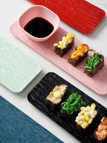 2 件创意石纹盘子，11.4 英寸（约 29 厘米）PP 托盘寿司盘，矩形盘子，适用于寿司、甜点、开胃菜、肉类、礼品，适用于微波炉和洗碗机 - 彩色 - 查看 5