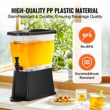 Large Capacity Glass Or Plastic Beverage Dispenser 1 Gal To 5 Gal With Stainless Steel Spigot Or Spring-Loaded Faucet For Juice Tea Cocktails Durable Material Easy Cleaning Elegant Wooden Stand Or Slim Base - 3 Gallon Drink Dispenser - 查看 4